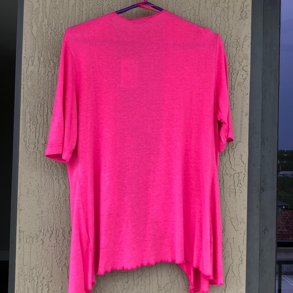 PINK SHORT SLEEVE DRAPED OPEN FRONT CARDIGAN - Picture 2 of 7